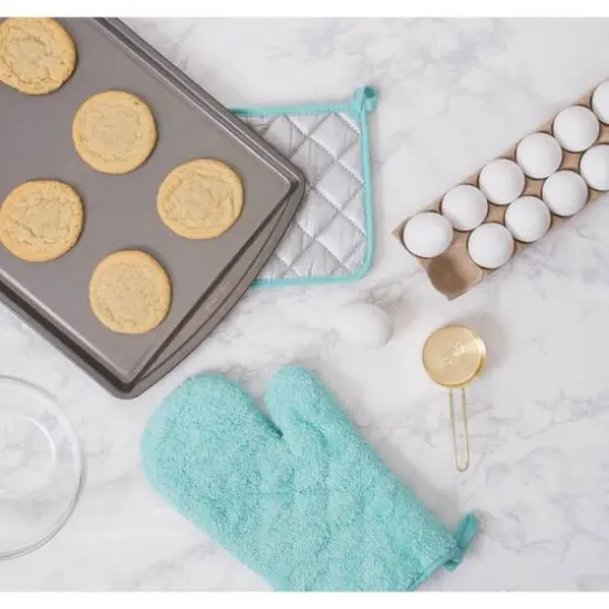 DII&reg; Terry Oven Mitts, 2ct. Aqua {6}