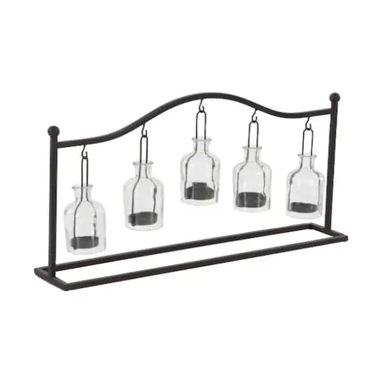 24" Black Iron Farmhouse Candle Holder Lantern {4}