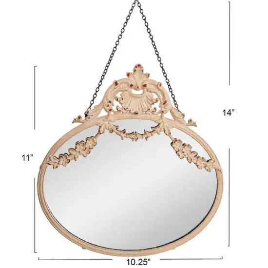 Hello Honey&reg; Vintage Pewter Framed Wall Mirror with Decorative Chain Cream {4}