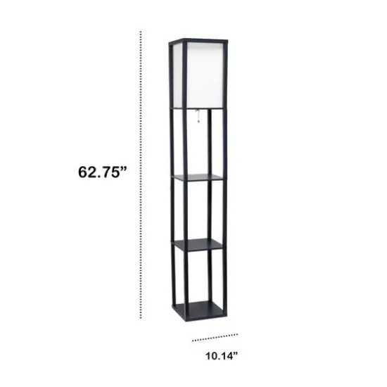 Lalia Home 5ft. Column Shelf Floor Lamp with Linen Shade Black {4}