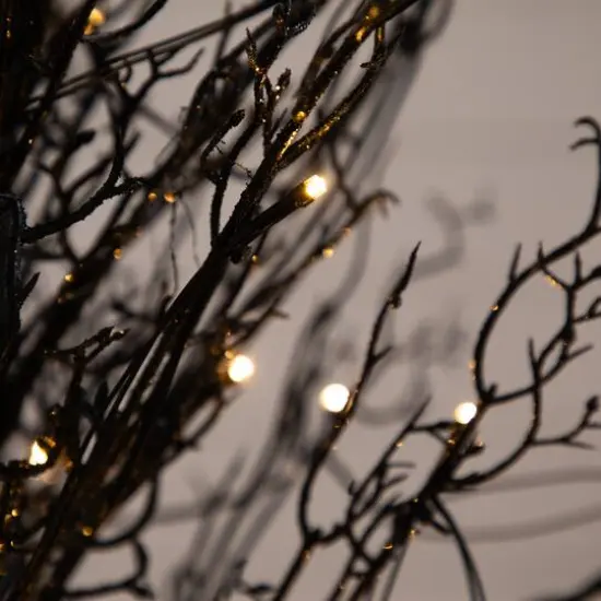 5ft. Pre-Lit LED Halloween Black Twig Artificial Fall Tree in Burlap Planter {7}