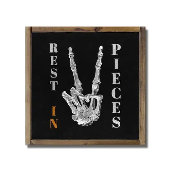 Rest in Pieces Peace Sign 13.5" x 13.5" Framed Wood Plaque {1}