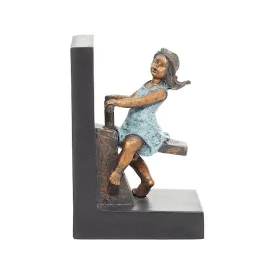 8" Brown Polystone Playing Children Bookends {3}