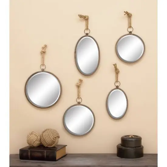 Gray Metal Glam Hanging Wall Mirrors, 5ct. {9}