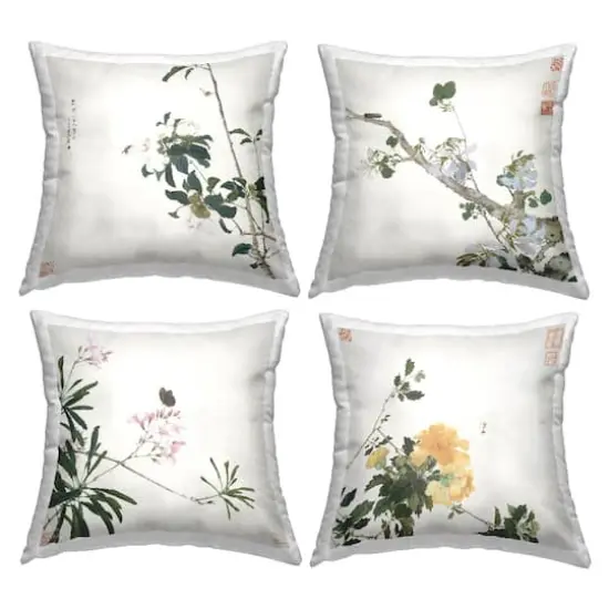 Stupell Industries Traditional Eastern Flowers Decorative Printed Throw Pillow Set {1}