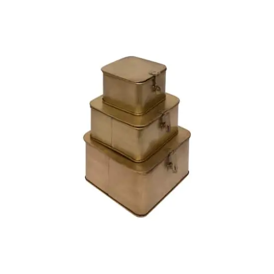 Hello Honey&reg; Gold Square Decorative Metal Box Set {7}