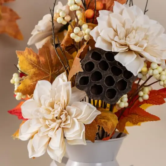 Glitzhome® 22" Fall Dahlia, Lotus Pod and Berry Centerpiece {6}