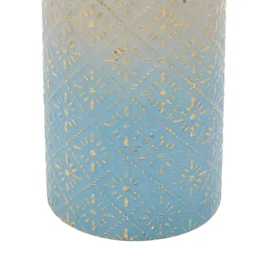 Set of 3 Blue Metal Coastal Style Vase, 27", 24", 20" {6}