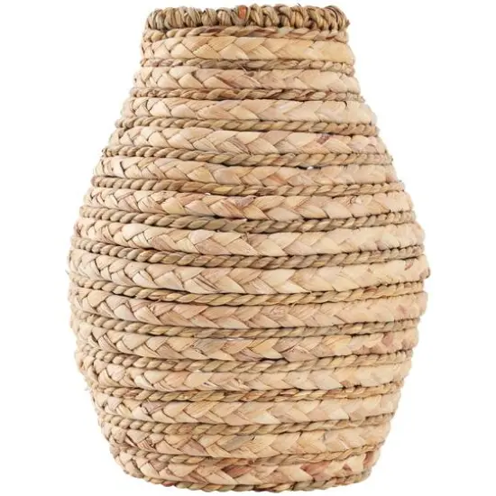 10" Light Brown Seagrass Handmade Braided Vase {3}