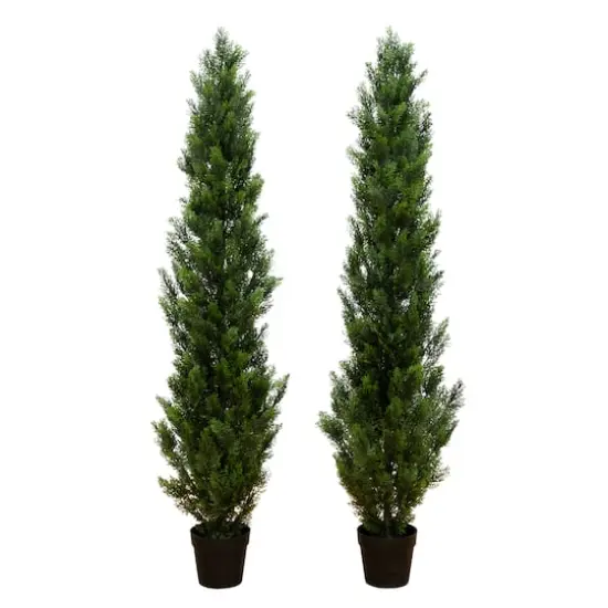 6ft. Potted UV Resistant Topiary Cedar Trees, 2ct. {1}