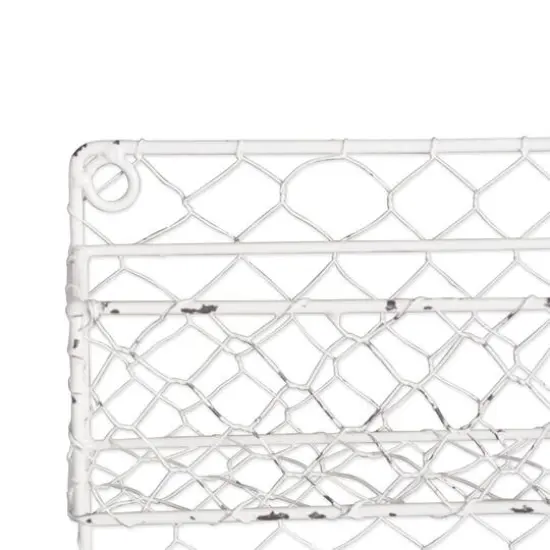 DII&reg; 10" Antique White 2 Row Chicken Wire Spice Rack {4}