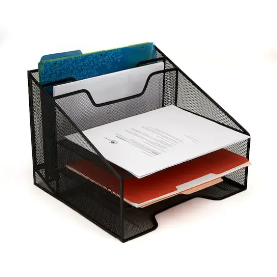 Mind Reader 5-Compartment Desk Organizer Black {4}