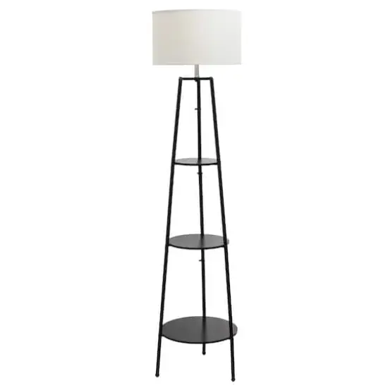 Simple Designs 62.5" Tripod 3 Tier Floor Lamp Black {1}