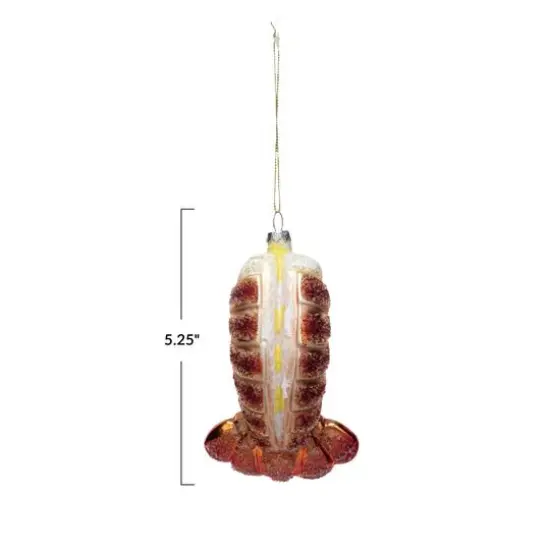 Hello Honey&reg; 5.25" Glitter Lobster Tail Hand-Painted Glass Ornament {4}