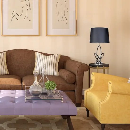 Elegant Designs™ 27" Mod Art Polished Chrome Table Lamp with Black Shade {4}