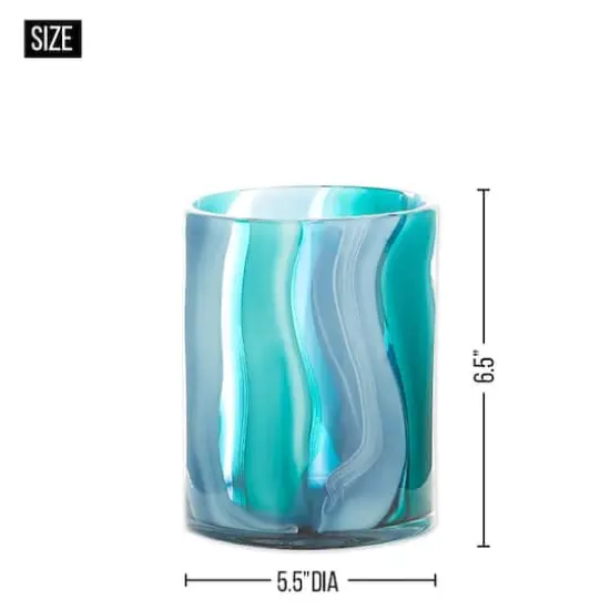 6.5" Small Blue Cylinder Glass Vase {7}