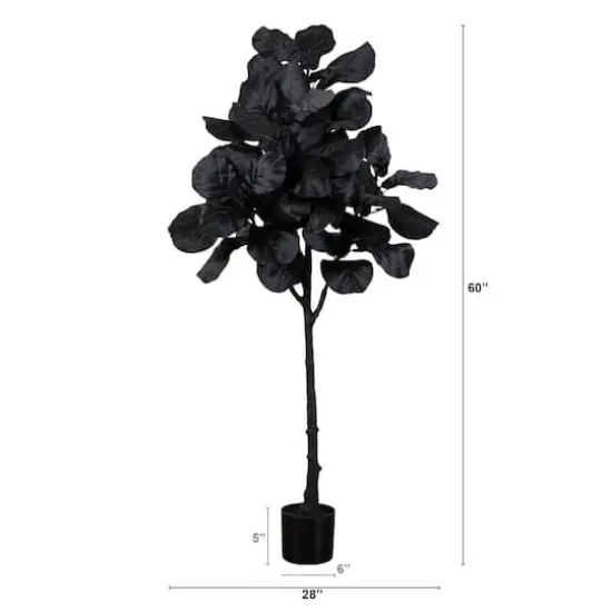 5ft. Artificial Halloween Black Fiddle Leaf Tree {3}