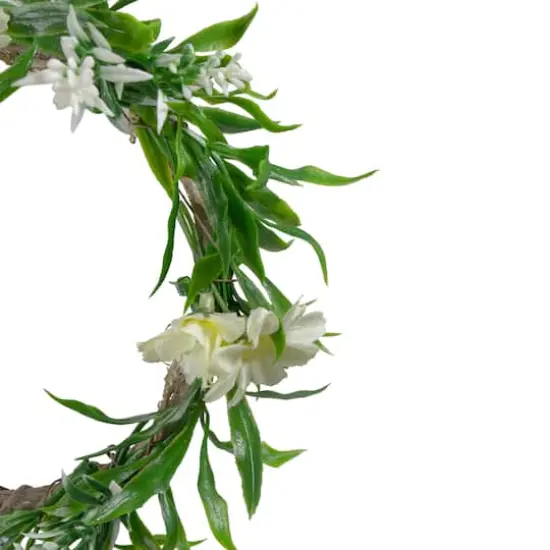 7" Mini White Floral & Foliage Spring Wreath {5}