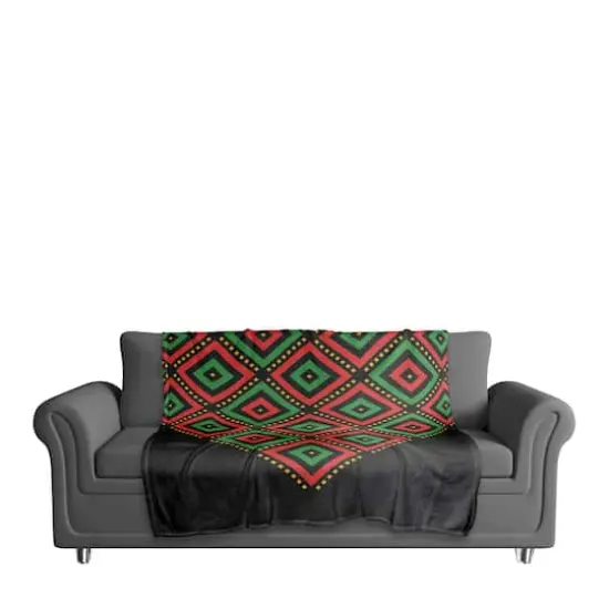 Diamond Kwanzaa Pattern Coral Fleece Blanket {4}