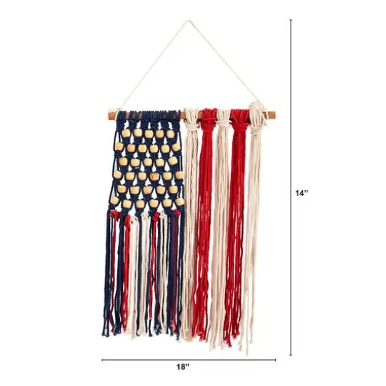 18" American Flag Macram&eacute; Wall Hanging {3}