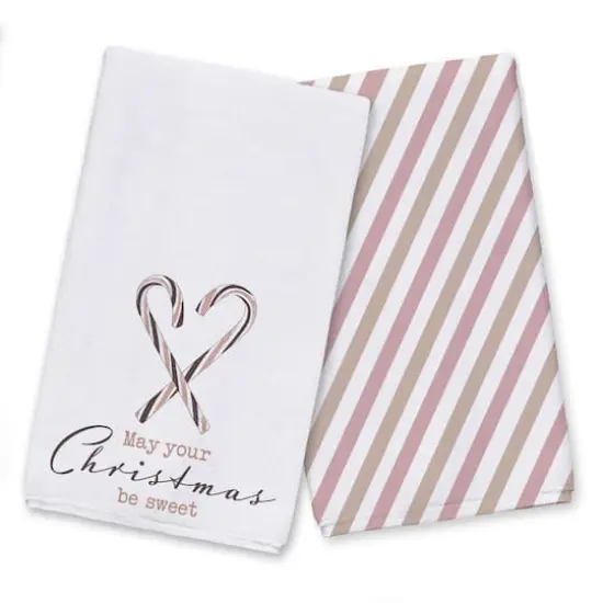 Designs Direct Sweet Christmas Candy Cane Tea Towels Set {1}