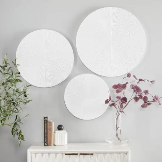 CosmoLiving by Cosmopolitan Set of 3 White MDF Contemporary Wall Decor, 24" x 24" {7}