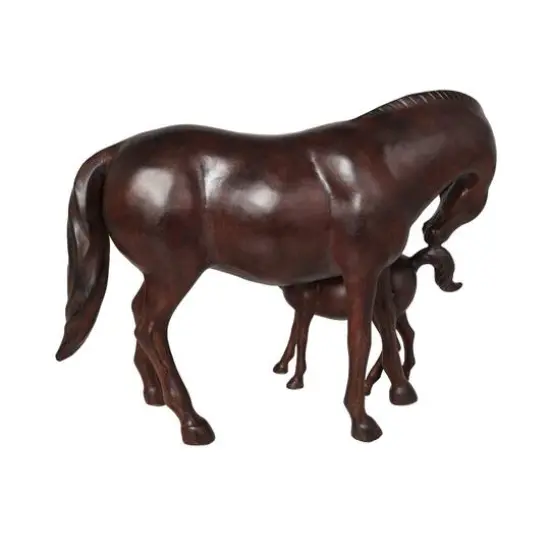 Dark Brown Horse Mom & Baby Sculpture  {9}