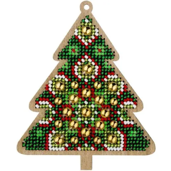 Wonderland Crafts Christmas Tree Bead Embroidery on Wood Kit {1}