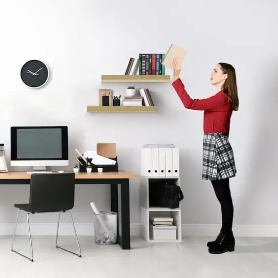 Sorbus Floating Faux Wood Shelf, 2ct. Maple Wood {3}