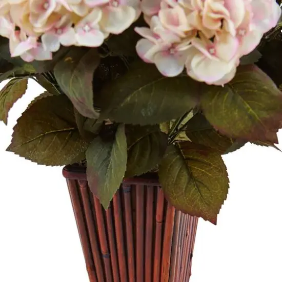 Hydrangea Silk Arrangement in Bamboo Planter {3}