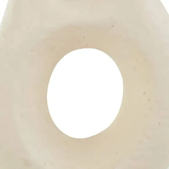 12" Beige Paper Mache Abstract Rounded Vase with Double Openings {4}