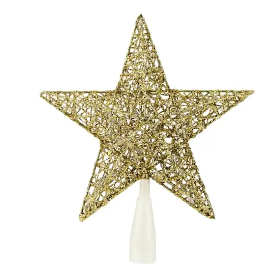 10" LED Lighted Gold Glittered Star Christmas Tree Topper, Warm White Lights {1}