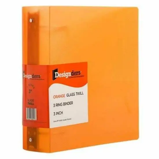 JAM Paper 3" Orange Glass Twill Plastic 3-Ring Binder {1}