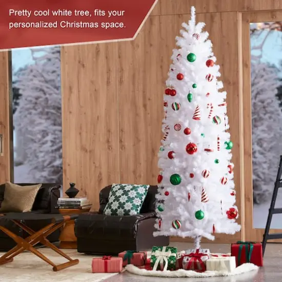 7.5ft. Unlit White Pencil Tinsel Artificial Christmas Tree {5}