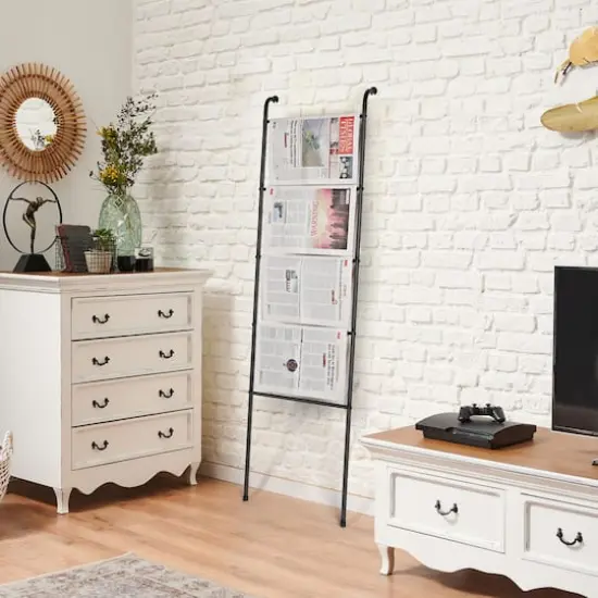 NEX™ 5.5ft. 5-Tier Black Wall-Mounted Metal Blanket and Towel Ladder {6}