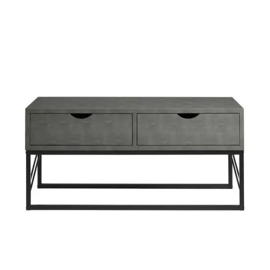 Gray 2-Drawer Faux Shagreen Coffee Table {3}