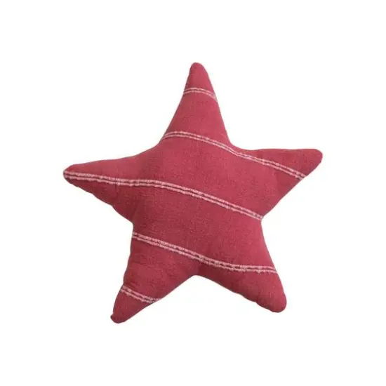 Hello Honey® 16" Red & White Stripes Star-Shaped Brushed Flannel Throw Pillow {1}