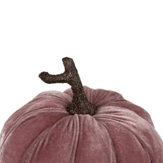 6.25" Pink Velour Pumpkin Fall Harvest Decoration {3}