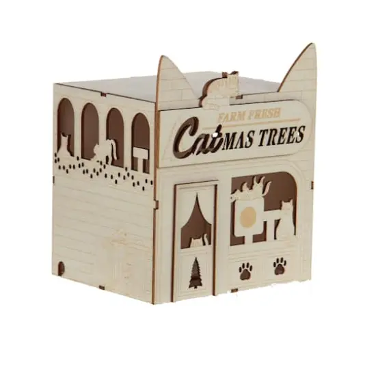 7" DIY Villages Cat-Mas LED Wood D&eacute;cor by Make Market&reg; {5}