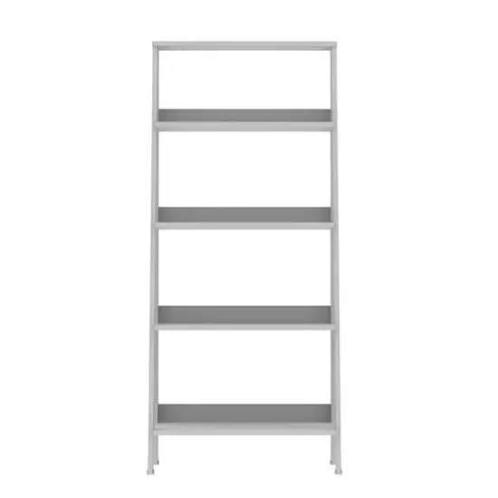 Walker Edison 55" White Modern Ladder Bookshelf {3}