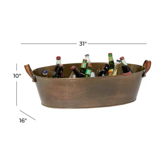 31" Bronze Metal Contemporary Wine Holder Bucket {6}