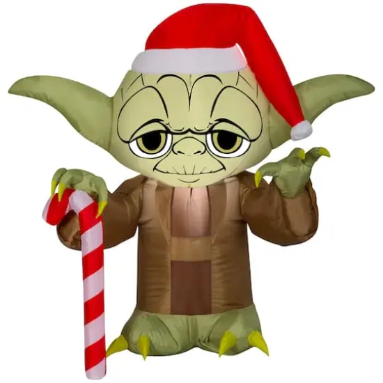 3ft. Airblown&reg; Inflatable Christmas Stylized Yoda with Santa Hat {1}