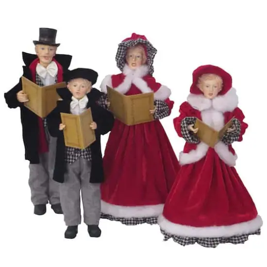Santa's Workshop Black & Red Houndstooth Carolers Set {1}