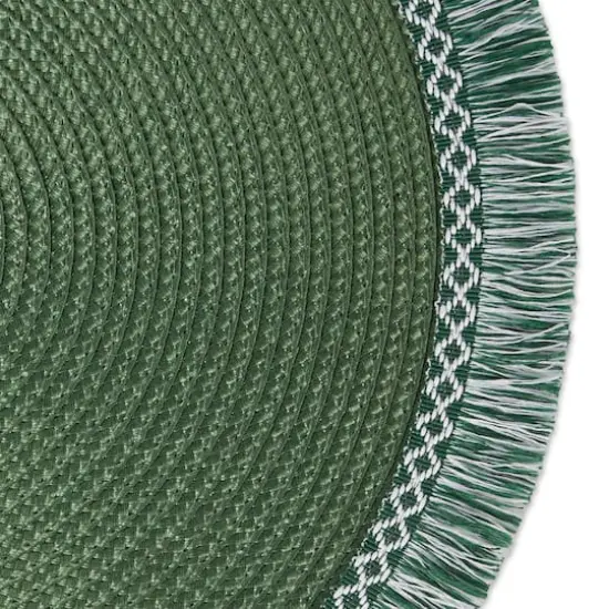 DII&reg; Round Fringed Placemats, 6ct. Dark Green {6}