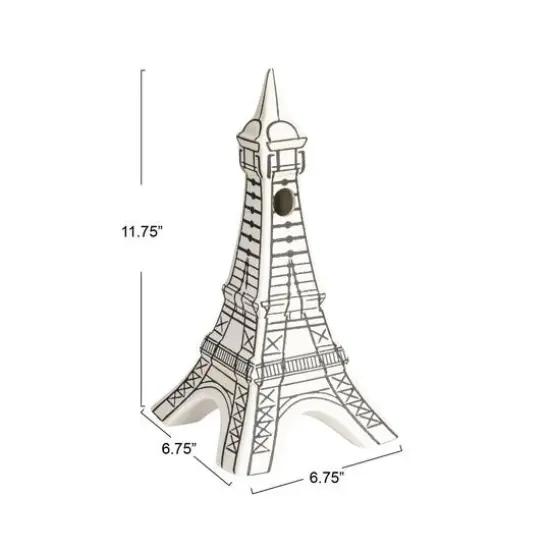 Hello Honey&reg; 11.7" White & Black Decorative Stoneware Eiffel Tower Vase {4}
