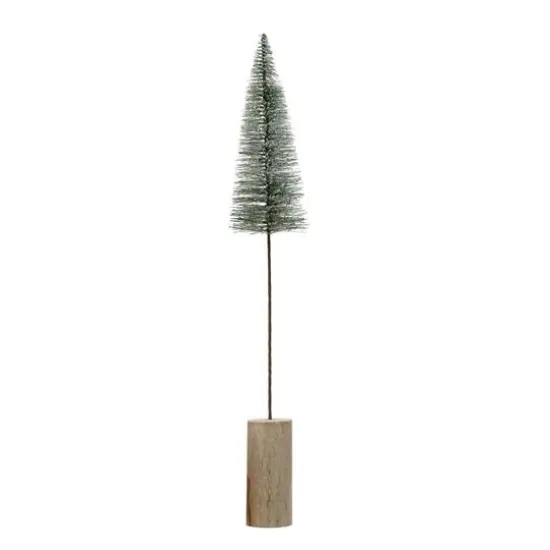 Hello Honey&reg; 3ft. Faux Green Tree with Snow Finish & Wood Base {1}