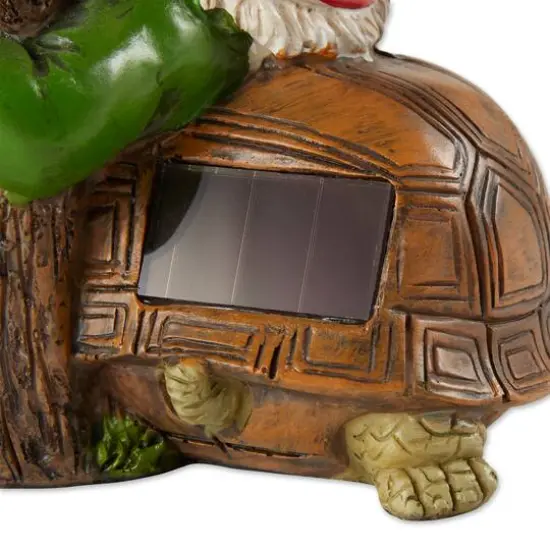 Welcome Gnome Solar Statue 8" x 5" x 7.5" {4}