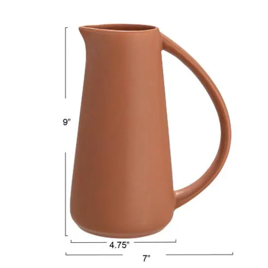 Hello Honey&reg; 48oz. Modern Stoneware Pitcher Matte Terracotta {4}