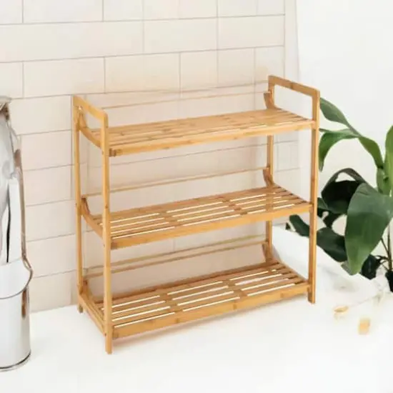 Organize It All Bamboo Double Wide 3-Tier Shelf  {1}