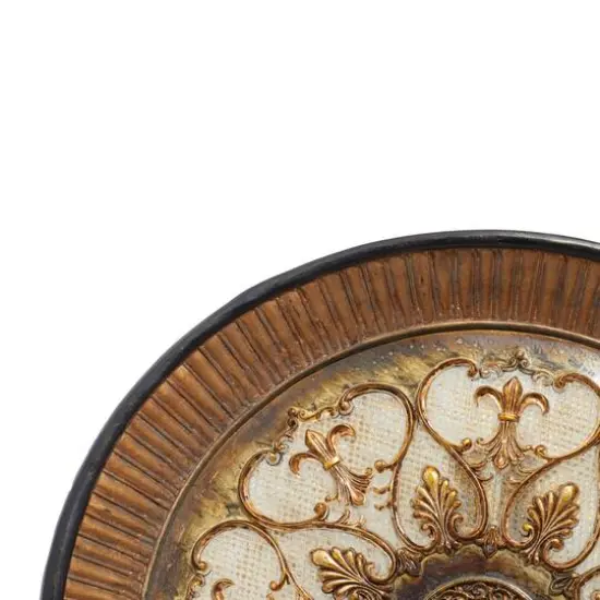16" Gold Polystone Traditional Decorative Plate with Stand {6}